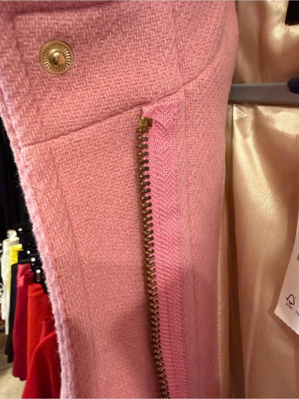 J. Crew Pink Wool Coat with Faux Fur Trim - Picture 6 of 7